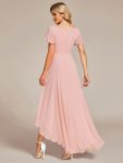 Flowy High-low Chiffon Ruffle Sleeves Bridesmaid Dress – Pink