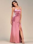 Spaghetti Straps High Stretch V-Neck Sleeveless Satin Evening Dress – Purple Orchid