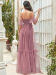 Off-Shoulder Sweetheart Double Layer Pleated Evening Dress – Purple Orchid