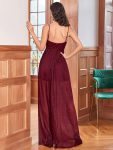 Spaghetti Strap 2 in 1 Sheer Evening Dress – Burgundy