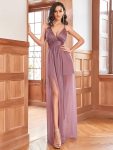 Spaghetti Strap 2 in 1 Sheer Evening Dress – Purple Orchid