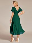 Flowing Chiffon V-Neck Ruffle Sleeves Bridesmaid Dress – Dark Green