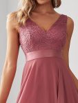 Stunning V Neck Prom Lace Dress for Women – Cameo Brown