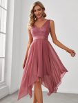 Stunning V Neck Prom Lace Dress for Women – Cameo Brown