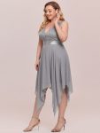 Stunning V Neck Prom Lace Dress for Women – Grey