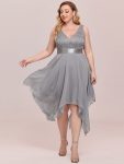 Stunning V Neck Prom Lace Dress for Women – Grey