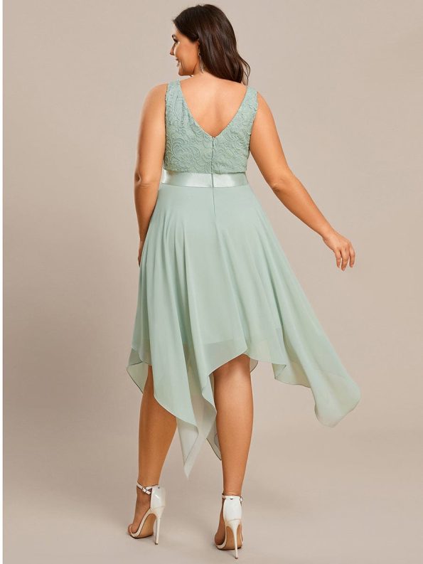 Stunning V Neck Prom Lace Dress for Women - Mint Green