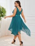 Stunning V Neck Prom Lace Dress for Women – Teal