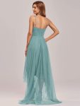 V Neck High-low Hem Pleated Tulle Prom Dress – Dusty Blue