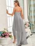 V Neck High-low Hem Pleated Tulle Prom Dress – Grey