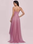 V Neck High-low Hem Pleated Tulle Prom Dress – Purple Orchid