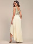 Sexy High-Low Maxi Chiffon Evening Dresses with Sequin – Gold