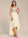 Sexy High-Low Maxi Chiffon Evening Dresses with Sequin - Gold