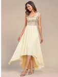 Sexy High-Low Maxi Chiffon Evening Dresses with Sequin – Gold