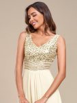 Sexy High-Low Maxi Chiffon Evening Dresses with Sequin – Gold