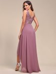 Sexy High-Low Maxi Chiffon Evening Dresses with Sequin – Purple Orchid