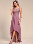 Sexy High-Low Maxi Chiffon Evening Dresses with Sequin – Purple Orchid