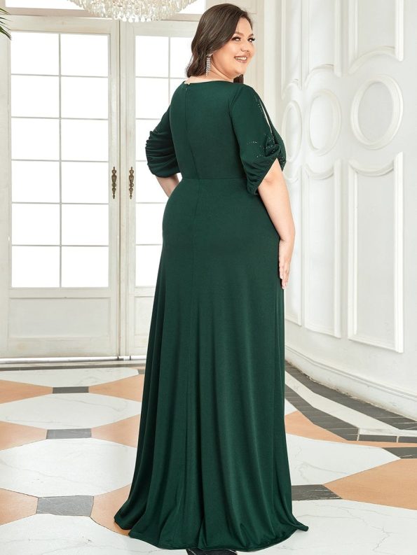 Simple Plus Size Bodycon Maxi Mermaid Formal Evening Dress - Dark Green