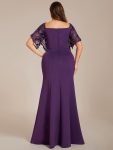 Sexy V Neck Maxi Bodycon Evening Dress with Flare Sleeves – Dark Purple