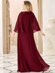 Elegant V Neck Flowy Chiffon Bridesmaid Dresses with Wraps – Burgundy