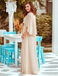 Elegant V Neck Flowy Chiffon Bridesmaid Dresses with Wraps – Blush