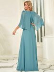 Elegant V Neck Flowy Chiffon Bridesmaid Dresses with Wraps – Dusty Blue