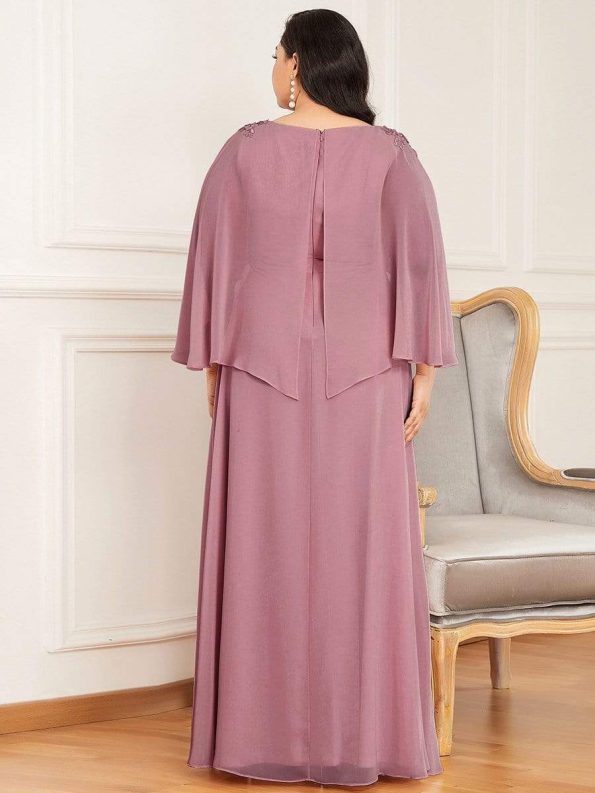 Elegant V Neck Flowy Chiffon Bridesmaid Dresses with Wraps - Purple Orchid