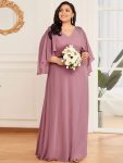 Elegant V Neck Flowy Chiffon Bridesmaid Dresses with Wraps – Purple Orchid