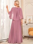 Elegant V Neck Flowy Chiffon Bridesmaid Dresses with Wraps – Purple Orchid