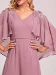 Elegant V Neck Flowy Chiffon Bridesmaid Dresses with Wraps – Purple Orchid