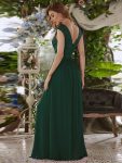 Classic Round Neck Backless Lace Bodice Bridesmaid Dress – Dark Green