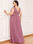 Classic Round Neck V Back Lace Bodice Bridesmaid Dress – Purple Orchid