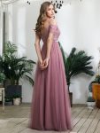 Cold Shoulder Sequin Bodice Long Tulle Bridesmaid Dress – Purple Orchid