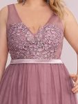 Women’s A-Line V-Neck Floral Lace Appliques Bridesmaid Dress – Purple Orchid