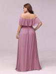 Women’s Off Shoulder Ruffle Thigh Slit Bridesmaid Dresses – Purple Orchid