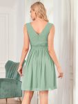 Women Sleeveless V Neck Short Bridesmaid Dress – Mint Green