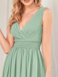 Women Sleeveless V Neck Short Bridesmaid Dress – Mint Green