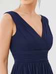 Women Sleeveless V Neck Short Bridesmaid Dress – Navy Blue