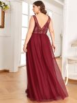 Maxi Long Elegant Ethereal Tulle Evening Dress – Burgundy