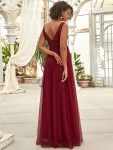 Maxi Long Elegant Ethereal Tulle Evening Dress – Burgundy