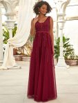 Maxi Long Elegant Ethereal Tulle Evening Dress – Burgundy