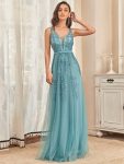 Maxi Long Elegant Ethereal Tulle Evening Dress – Dusty Blue