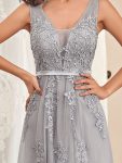 Maxi Long Elegant Ethereal Tulle Evening Dress – Grey