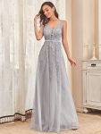 Maxi Long Elegant Ethereal Tulle Evening Dress – Grey