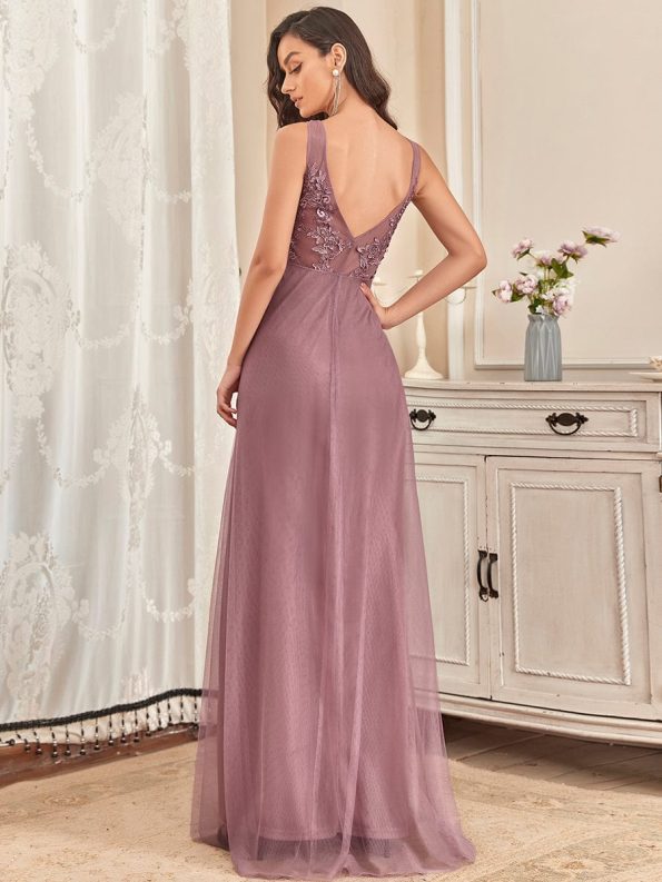 Maxi Long Elegant Ethereal Tulle Evening Dress - Purple Orchid