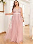 Maxi Long Elegant Ethereal Tulle Evening Dress – Pink