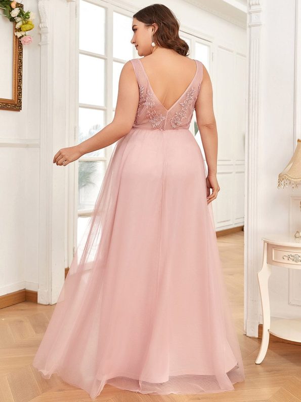 Maxi Long Elegant Ethereal Tulle Evening Dress - Pink