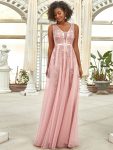 Maxi Long Elegant Ethereal Tulle Evening Dress – Pink