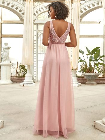 Maxi Long Elegant Ethereal Tulle Evening Dress - Pink