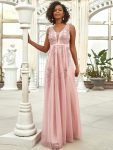 Maxi Long Elegant Ethereal Tulle Evening Dress – Pink